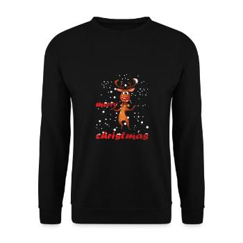 Reindeer Rudolf Red Nose Christmas Merry Xmas - Unisex Sweatshirt - black - Front - Alina (178cm) & Michal (187cm)