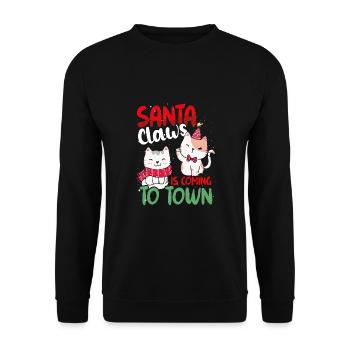 Weihnachtskrallen Kommen In Die Stadt - Unisex Pullover - Schwarz - Vorne - Alina (178cm) & Michal (187cm)