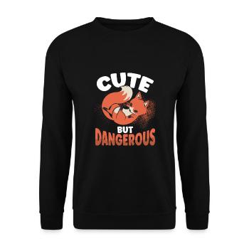 Niedlicher Fuchs, Aber Gefährlich - Unisex Pullover - Schwarz - Vorne - Alina (178cm) & Michal (187cm)