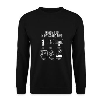 Pendant mon temps libre, je joue aux échecs - Sweat-shirt Unisexe - noir - Devant - Alina (178cm) & Michal (187cm)