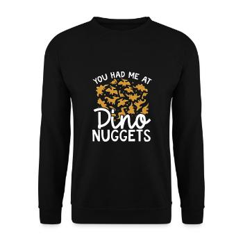Du Hattest Mich Bei Dino Nuggets - Unisex Pullover - Schwarz - Vorne - Alina (178cm) & Michal (187cm)