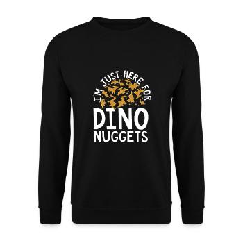 Ich Bin Nur Wegen Dino Nuggets Hier - Unisex Pullover - Schwarz - Vorne - Alina (178cm) & Michal (187cm)