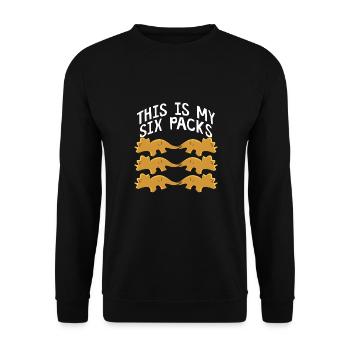 Dino Nuggets Im Sixpack - Unisex Pullover - Schwarz - Vorne - Alina (178cm) & Michal (187cm)