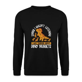 Ich Denke An Dino Nuggets - Unisex Pullover - Schwarz - Vorne - Alina (178cm) & Michal (187cm)