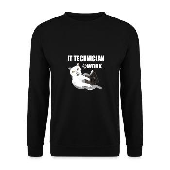 IT Techniker Katze Programmierer Techie - Unisex Pullover - Schwarz - Vorne - Alina (178cm) & Michal (187cm)