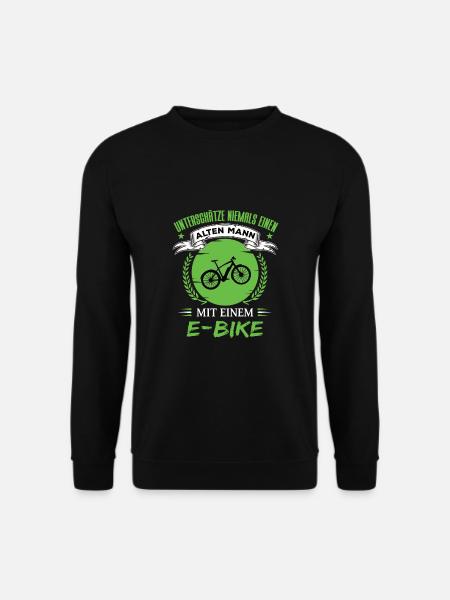 Unterschätze Niemals Alten Mann Mit E-Bike Elektro - Unisex Pullover - Schwarz