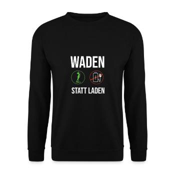 Waden Statt Laden - MTB Radfahrer Anti E-Bike - Unisex Pullover - Schwarz - Vorne - Alina (178cm) & Michal (187cm)