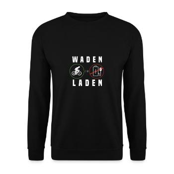 Waden Statt Laden - MTB Radfahrer Radsportler - Unisex Pullover - Schwarz - Vorne - Alina (178cm) & Michal (187cm)