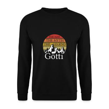 Götti Geschenkidee Firmgötti Taufgötti Göti Fragen - Unisex Pullover - Schwarz - Vorne - Alina (178cm) & Michal (187cm)