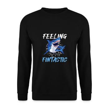 Fintastic Haifisch Lustig - Unisex Pullover - Schwarz - Vorne - Alina (178cm) & Michal (187cm)