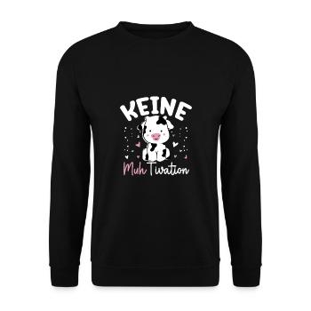 Kuh Keine Muhtivation Süße Kuh - Unisex Pullover - Schwarz - Vorne - Alina (178cm) & Michal (187cm)