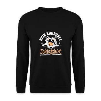Das Ist Mein Kuhschel Schlafshirt Kuh - Unisex Pullover - Schwarz - Vorne - Alina (178cm) & Michal (187cm)