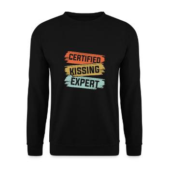 Certified Kissing Expert - Unisex Pullover - Schwarz - Vorne - Alina (178cm) & Michal (187cm)