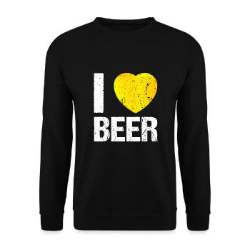 I love Beer Bier - Unisex Sweatshirt - black - Front - Alina (178cm) & Michal (187cm)