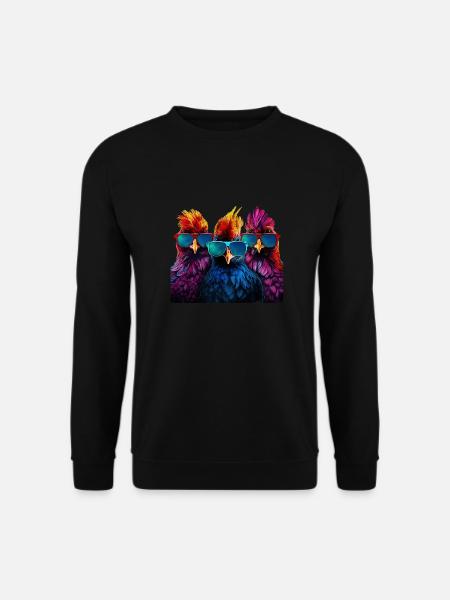 Drei coole Hühner Urlaub Geschenk Landwirt Bauern - Unisex Pullover - Schwarz