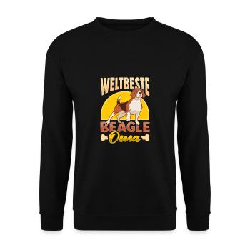 Weltbeste Beagle Oma Design Hundehalter Oma - Unisex Pullover - Schwarz - Vorne - Alina (178cm) & Michal (187cm)