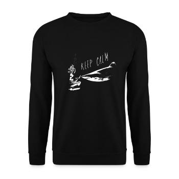 Keep Calm - Shark Edition - Unisex Sweatshirt - black - Front - Alina (178cm) & Michal (187cm)