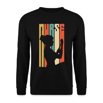 Rétro - Vintage - Infirmière - Seringue -70s - Sweat-shirt Unisexe - noir - Devant - Alina (178cm) & Michal (187cm)