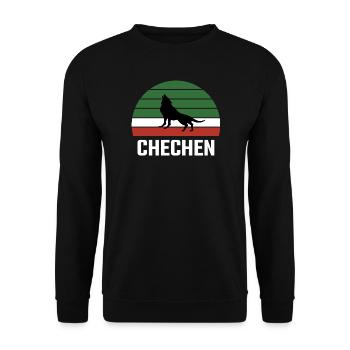 Tchétchénie Tchétchénie Tchétchénie Borz loup Drapeau - Sweat-shirt Unisexe - noir - Devant - Alina (178cm) & Michal (187cm)