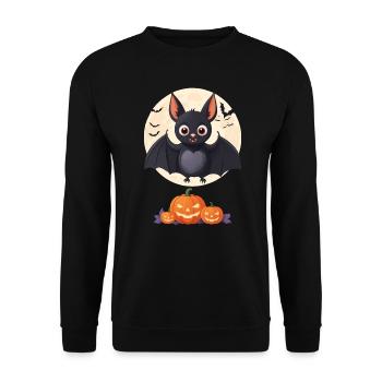 Bat Pumpkin Halloween Costume Kids Cute - Unisex Sweatshirt - black - Front - Alina (178cm) & Michal (187cm)