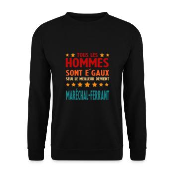 Lustiger Hufschmied Outfit Hufschmied - Unisex Pullover - Schwarz - Vorne - Alina (178cm) & Michal (187cm)