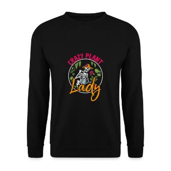 Crazy Plant Lady Garden Farmer Gardening - Unisex Pullover - Schwarz - Vorne - Alina (178cm) & Michal (187cm)