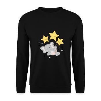 Little elephant flies with stars - Unisex Sweatshirt - black - Front - Alina (178cm) & Michal (187cm)