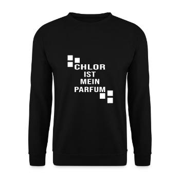 Schwimmer "Chlor ist Parfum" Schwimmhalle - Unisex Pullover - Schwarz - Vorne - Alina (178cm) & Michal (187cm)
