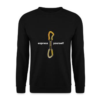 Klettern Berg Karabiner alpin Bergsteigen Expresse - Unisex Pullover - Schwarz - Vorne - Alina (178cm) & Michal (187cm)