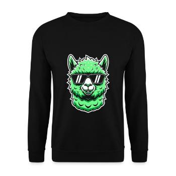 Lama vert alpaga avec lunettes de soleil Bande dessinée - Sweat-shirt Unisexe - noir - Devant - Alina (178cm) & Michal (187cm)