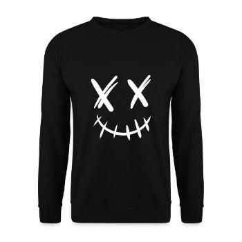 Grinsender Smile - Unisex Pullover - Schwarz - Vorne - Alina (178cm) & Michal (187cm)