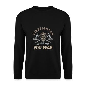 Feuerwehrmann Feuerwehr & Sprüche - Unisex Pullover - Schwarz - Vorne - Alina (178cm) & Michal (187cm)