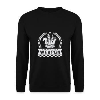 Lusitger Schachspieler Spruch I Schach - Unisex Pullover - Schwarz - Vorne - Alina (178cm) & Michal (187cm)