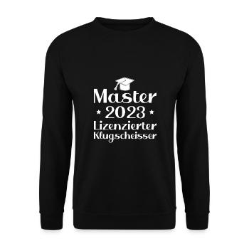 Masterprüfung 2023 Master Abschluss - Unisex Pullover - Schwarz - Vorne - Alina (178cm) & Michal (187cm)