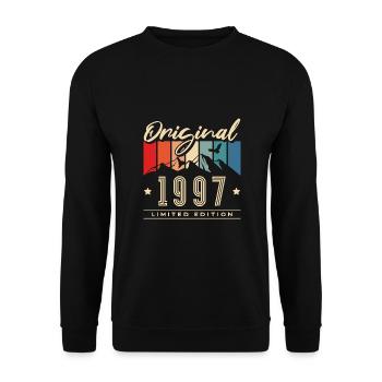 Vintage Berge Jahrgang 1997 Retro Geburtstag - Unisex Pullover - Schwarz - Vorne - Alina (178cm) & Michal (187cm)