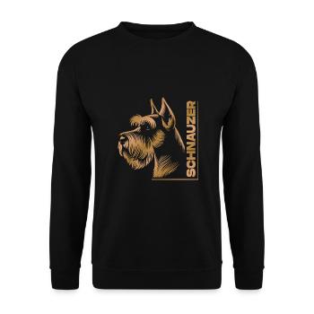 Portrait de Schnauzer dessin tête or - Sweat-shirt Unisexe - noir - Devant - Alina (178cm) & Michal (187cm)