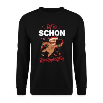Weihnachtszeit Faultier Ist es schon Weihnachten? - Unisex Pullover - Schwarz - Vorne - Alina (178cm) & Michal (187cm)