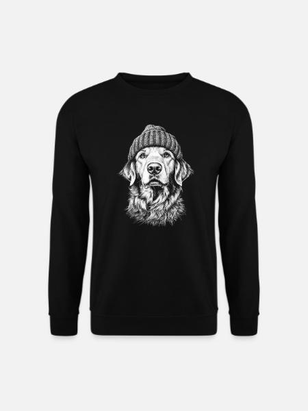 Golden Retriever avec casquette Portrait Chien Chien - Sweat-shirt Unisexe - noir