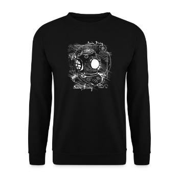 Diving Helmet Sketch Diving Retro Da Vinci - Unisex Sweatshirt - black - Front - Alina (178cm) & Michal (187cm)