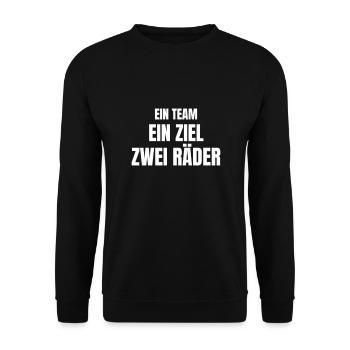 Ein Team, ein Ziel, zwei Räder. - Unisex Pullover - Schwarz - Vorne - Alina (178cm) & Michal (187cm)