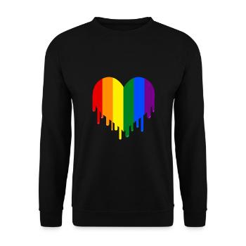 Tropfendes LGBT Gay Pride Herz Gay Pride - Unisex Pullover - Schwarz - Vorne - Alina (178cm) & Michal (187cm)
