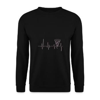 Pizza Herzschlag Ich liebe Pizza - Unisex Pullover - Schwarz - Vorne - Alina (178cm) & Michal (187cm)