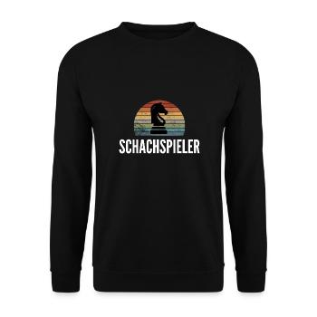 Schach Schachspieler Schachverein Brettspiel Spiel - Unisex Pullover - Schwarz - Vorne - Alina (178cm) & Michal (187cm)