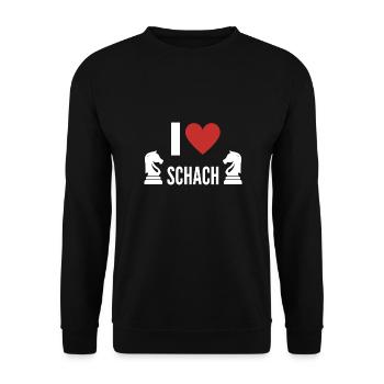 Schachspieler Schachverein I Love Schach - Unisex Pullover - Schwarz - Vorne - Alina (178cm) & Michal (187cm)