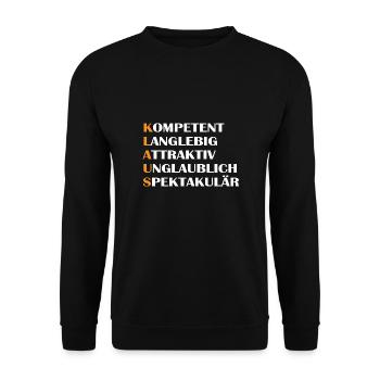 Klaus - Unisex Pullover - Schwarz - Vorne - Alina (178cm) & Michal (187cm)