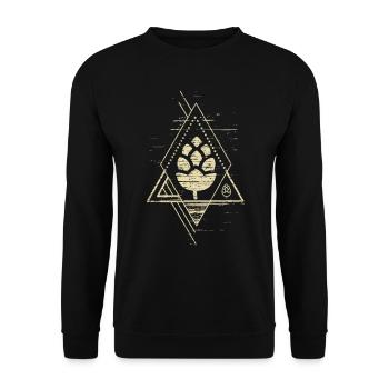 Geometrisches Hopfen Design - Unisex Pullover - Schwarz - Vorne - Alina (178cm) & Michal (187cm)