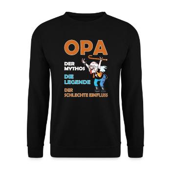 Opa der schlechte Einfluss - Unisex Pullover - Schwarz - Vorne - Alina (178cm) & Michal (187cm)