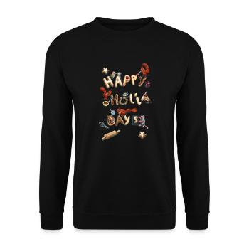 Weihnachts Kekse - Happy Holi Days - Unisex Pullover - Schwarz - Vorne - Alina (178cm) & Michal (187cm)
