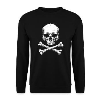 Klassischer Totenkopf mit gekreuzten Knochen - Unisex Pullover - Schwarz - Vorne - Alina (178cm) & Michal (187cm)