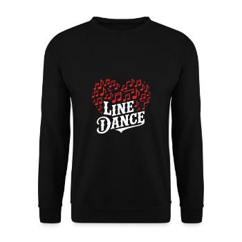 Line Dance Musik und Herz aus Musiknoten - Unisex Pullover - Schwarz - Vorne - Alina (178cm) & Michal (187cm)
